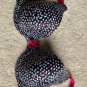 Black Bra with Pink and White Polka Dots